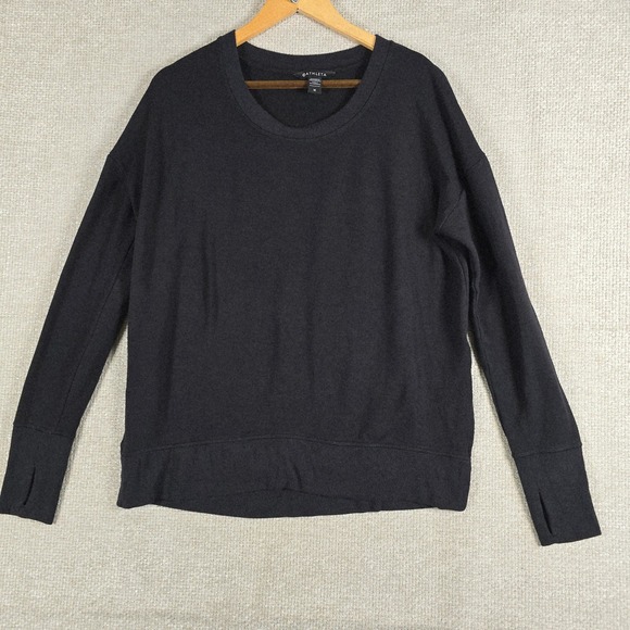 Athleta Tops - Athleta Coaster Luxe Sweatshirt Black Modal Blend‎ Thumbhole Pullover Womens M